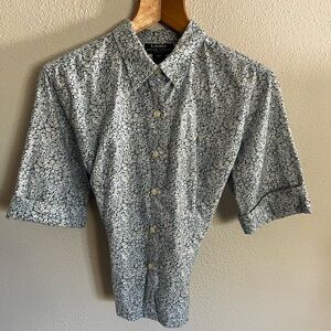 Vintage Ralph Lauren Ditzy Floral Blue Button Down Size 14P
